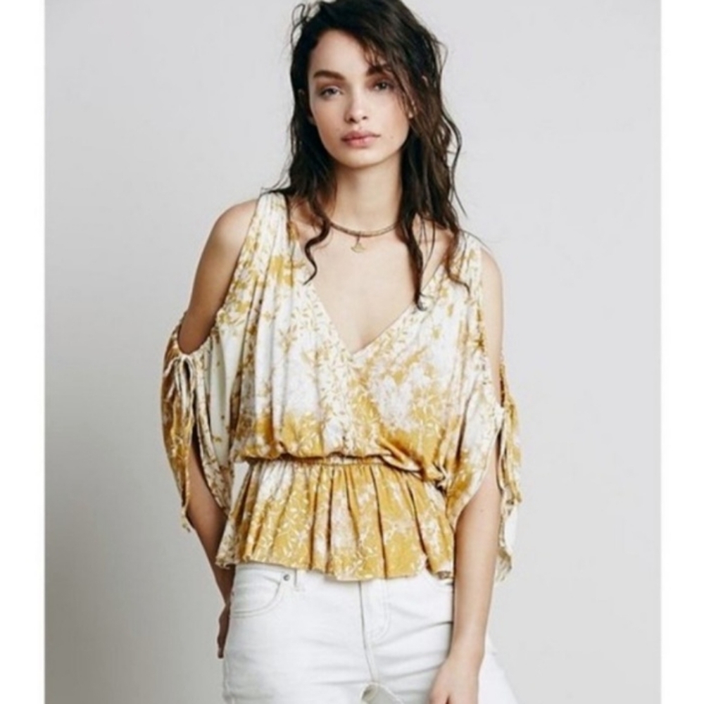 Free People "Abracadabra" Cold Shoulder Peplum Top